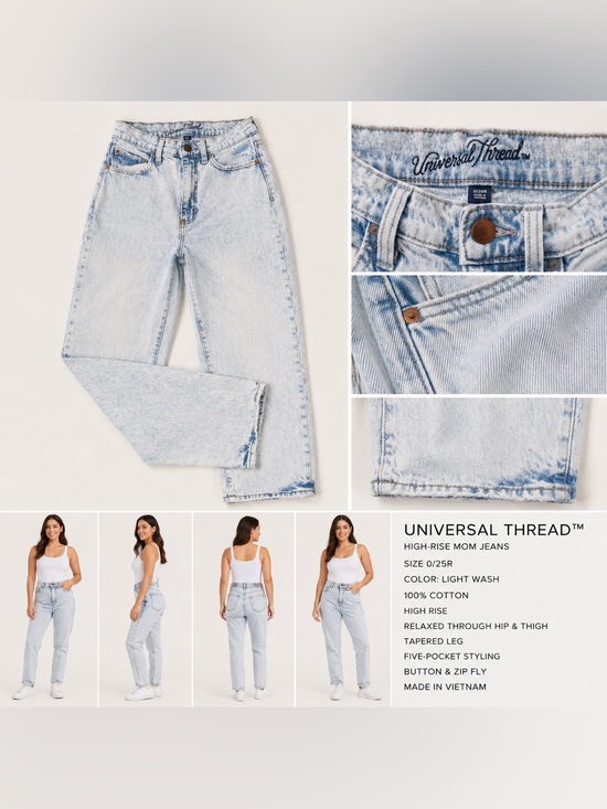 Universal Thread Denim - Universal Thread Light Wash High-Rise Mom Jeans - Pale Blue Denim
